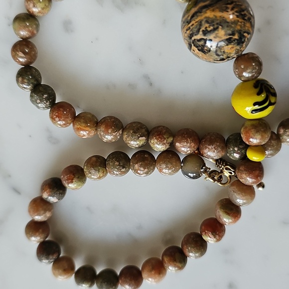 Handmade Jasper & Trade Bead Vintage Necklace - Picture 6 of 12